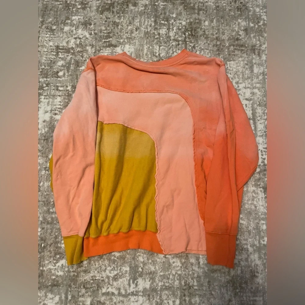 We The Free Shady Colorblock Crewneck Sweatshirt - Orange, Pink, Yellow size L - Picture 3 of 6